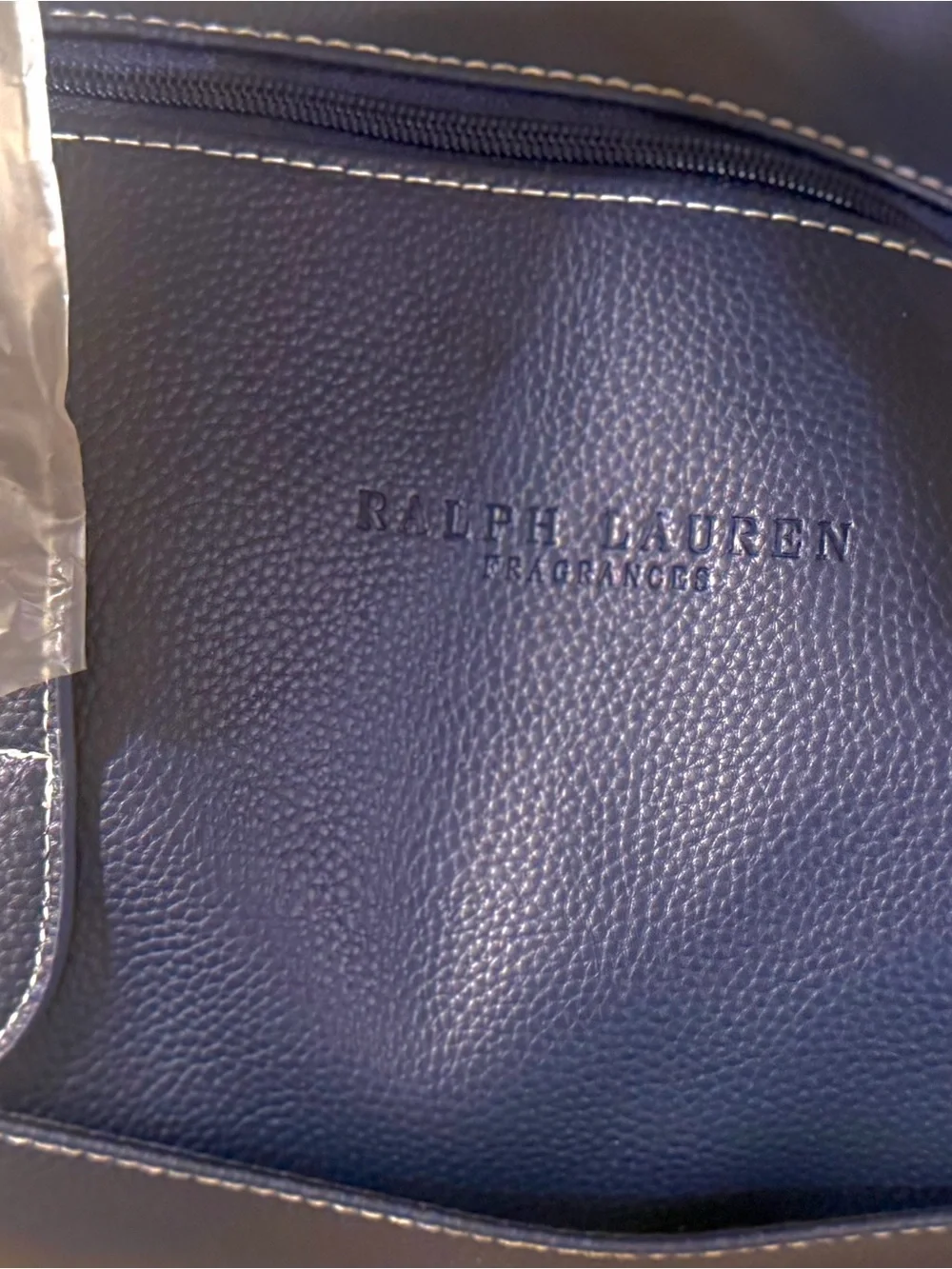 Classic !Ralph Lauren Navy and White Polo Large Vegan Leather Duffel Bag